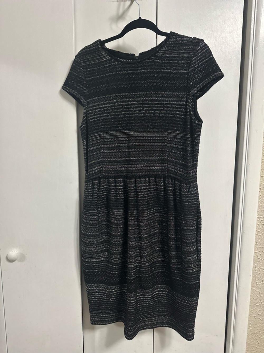 St. John Black and White Striped Midi Dress
